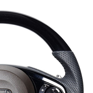 REAL ORIGINAL SERIES SOFT D SHAPE PIANO BLACK BLACK STITCH STEERING WHEEL FOR HONDA N-BOX JF3 JF4 HNC-PBW-BK