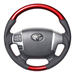 REAL ORIGINAL SERIES GUN GRIP GENUINE SAME DIAMETER ROUND SHAPE PEARL RED RED X BLACK EURO STITCH STEERING WHEEL FOR TOYOTA HIACE 200 : 4 TYPE OR KOUKI  H204-RDW-RD