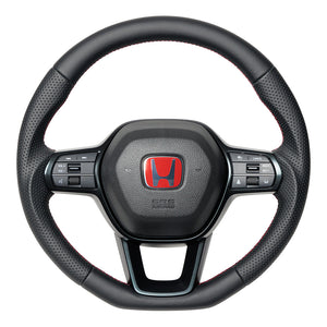 REAL ORIGINAL SERIES SOFT D-SHAPE ALL LEATHER RED WITH BLACK EURO STITCHING FOR HONDA CIVIC TYPE R FL5 HONDA CIVIC FL1 FL4 FL5-LPB-RD