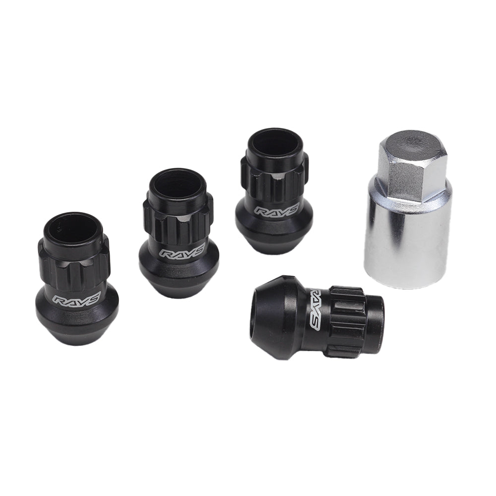 RAYS 17HEX RACING LOCK NUT SET L35 MEDIUM (OPEN END TYPE) 12X1.5 BK (BLACK) 74130000252BK