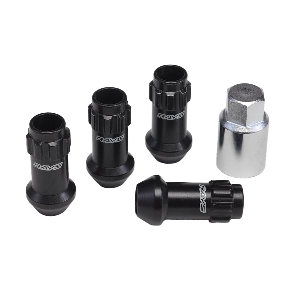 RAYS 17HEX RACING LOCK NUT SET L48 LONG (OPEN END TYPE) 12X1.5 BK (BLACK) 74130000250BK
