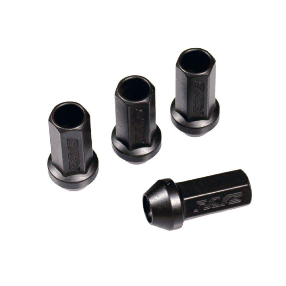 RAYS 17HEX RACING NUT L48 LONG (OPEN END TYPE) 4PC 12X1.5 BK (BLACK) 74130000204BK