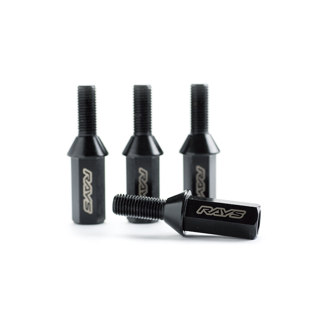 RAYS 17HEX RACING BOLT MED 4PC 14X1.5 BK 28 (BLACK CHROME) 74130000309BK