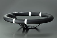 MOMO FORTUNE DRIFTING 350 85 BLACK LEATHER WHITE SPOKE WHITE STITCH STEERING WHEEL MOMO-00008