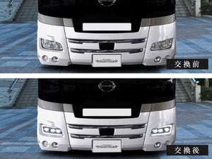 NIGHT STAR PROJECTOR LED HEADLIGHTS WITH FOG LAMP AND DAYTIME RUNNING LIGHT FUNCTIONS [CHROME BLACK] FOR J-BUS HINO SELEGA ISUZU GALA U033