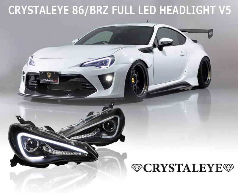 CRYSTAL EYE LED LIGHT BAR FULL LED HEADLIGHT V5 FLOWING TURN SIGNAL BLACK (BK) FOR TOYOTA 86 SUBARU BRZ J310-BK
