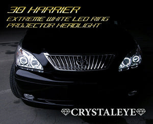 CRYSTAL EYE HIGH BRIGHTNESS EXTREME WHITE LED SQUID RING DOUBLE PROJECTOR HEADLIGHTS (BLACK FOR GENUINE HID VEHICLES) FOR TOYOTA HARRIER 30  L207BK