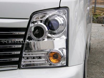 CRYSTAL EYE DIAMOND LED SQUID RING PROJECTOR HEADLIGHTS FOR HALOGEN VEHICLES (CHROME) FOR SUZUKI WAGON R MH21S 22S J121CR