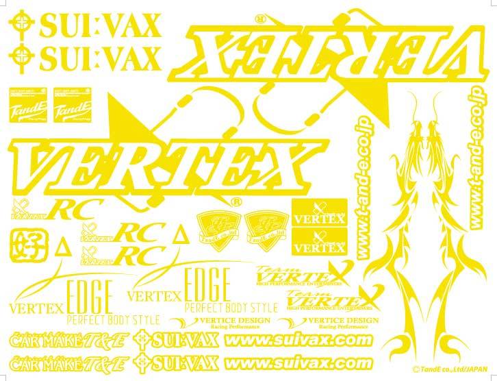 CAR MAKE T&E VERTEX-RC STICKER LIMITED COLOR CHROME YELLOW [CY] VES- FOR  CARMAKETE-02065