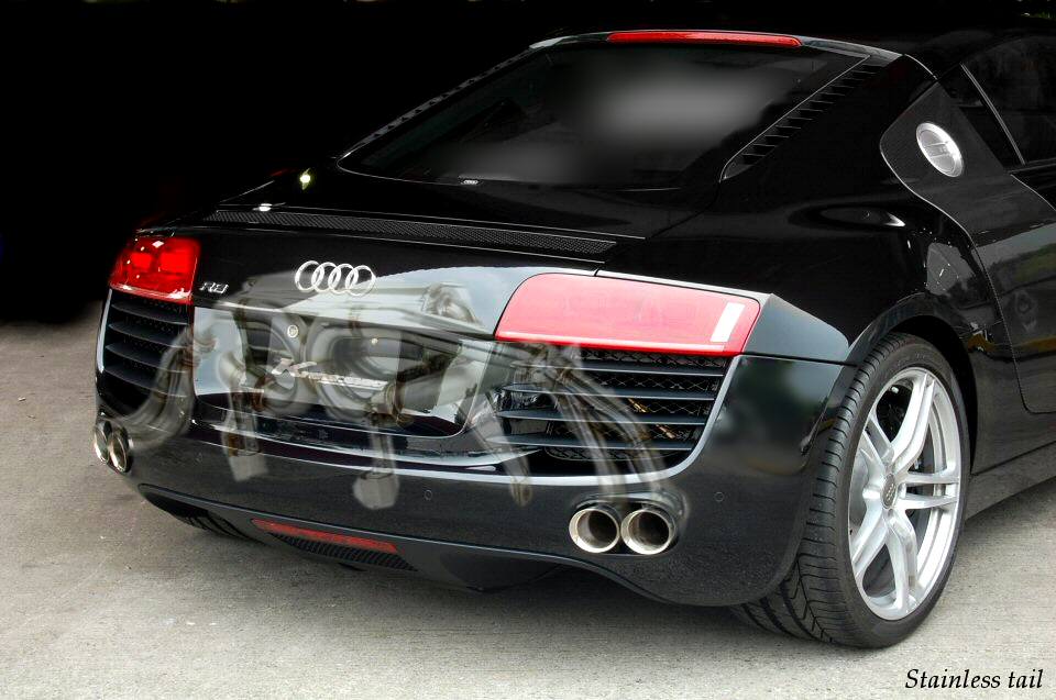 KREISSIEG CAT-BACK F1 SOUND VALVETRONIC EXHAUST SYSTEM STAINLESS STEEL FLOATING CURL TAIL SANDBLASTED KSG LOGO MARK FOR AUDI R8 V8 AUR8-01-STAINLESS-V8-4.2