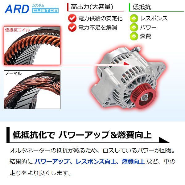 ARD LOW-RESISTANCE HIGH-OUTPUT ALTERNATOR 90A ALUMINUM PULLEY 5PK RED FOR SUZUKI SWIFT ZC71S K12B RR90-SW01-SC