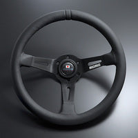 MOMO FORTUNE FULL SPEED 348D 90 BLACK LEATHER BLACK SPOKE BLACK TOP STEERING WHEEL MOMO-00014