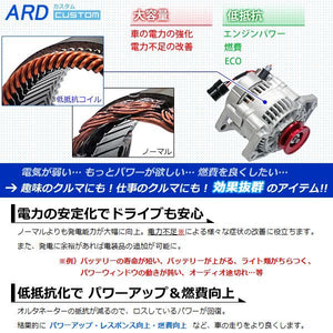 ARD LOW-RESISTANCE HIGH-OUTPUT ALTERNATOR 80A ALUMINUM PULLEY RED WITH BELT FOR SUZUKI JIMNY JA11 JA11C JA11V TYPE 2 ONWARDS F6A RR80-F6A-03R-SC