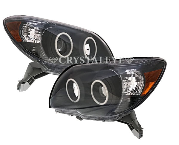 CRYSTAL EYE HIGH BRIGHTNESS EXTREME WHITE LED SQUID RING PROJECTOR HEADLIGHTS BLACK FOR TOYOTA HILUX SURF 210 215 KOUKI L187BK