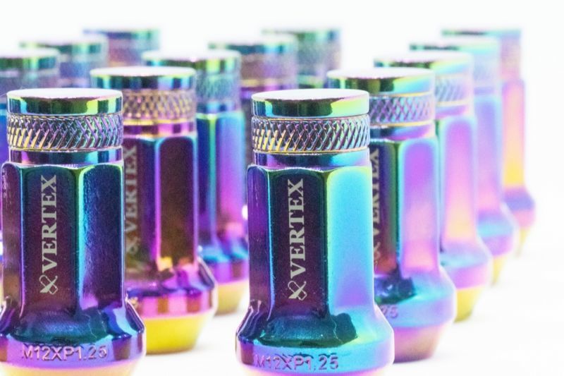 CAR MAKE T&E [AURORA KNURLING] VERTEX CHROMORY RACING NUT M12 X P1.25 16 PCS SET FOR  CARMAKETE-02125