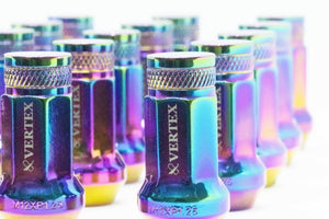 CAR MAKE T&E [AURORA KNURLING] VERTEX CHROMORY RACING NUT M12 X P1.25 16 PCS SET FOR  CARMAKETE-02125