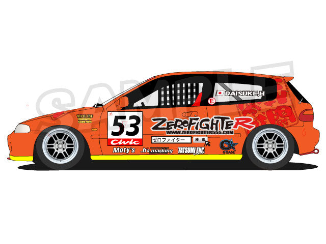 ZEROFIGHTER EG6 CIVIC 53 STICKER W200 ZEROF-00018