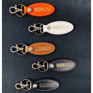 TOP SECRET LEATHER KEY RING BLACK RED STITCHING FOR  TOP-SECRET-00339