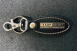 TOP SECRET LEATHER KEY RING BLACK GOLD STITCHING FOR  TOP-SECRET-00338