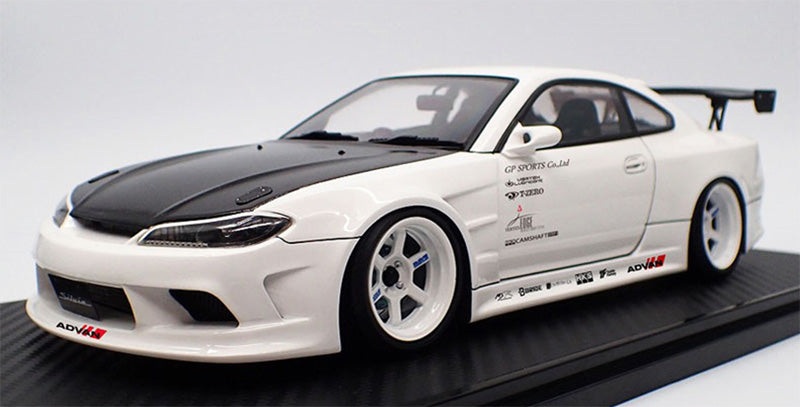 CAR MAKE T&E VERTEX EDGE S15 SILVIA WHITE, CARBON BONNET (1:18 SCALE) IG2004 FOR  CARMAKETE-03023