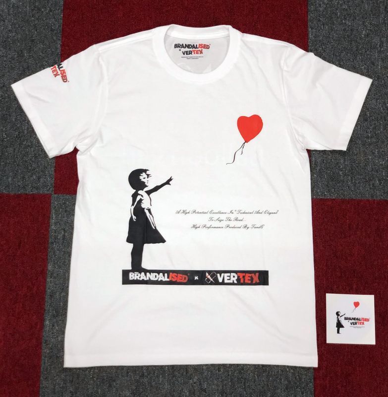 CAR MAKE T&E BRANDALISED X VERTEX BALLOON GIRL TEE (BALLOON AND GIRL: BANKSY GRAFFITI ART) 2XL (WIDTH: 60.9CM LENGTH: 81.3CM) BANKSY-02 FOR  CARMAKETE-00136