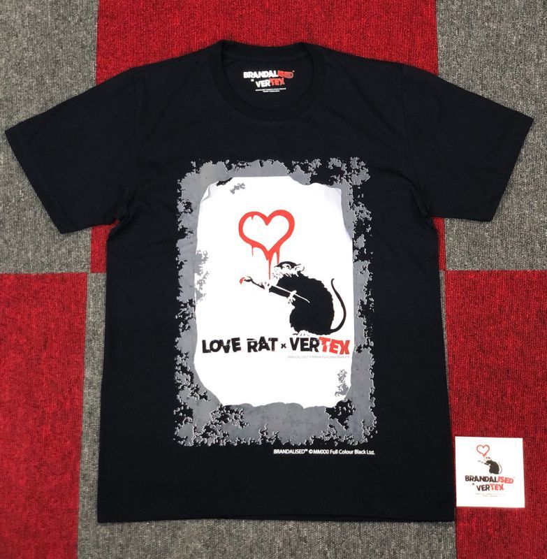 CAR MAKE T&E BRANDALISED X VERTEX LOVE RAT TEE (LOVE RAT: BANKSY GRAFFITI ART) S (WIDTH: 40.6CM LENGTH: 64.8CM) BANKSY-03 FOR  CARMAKETE-00117