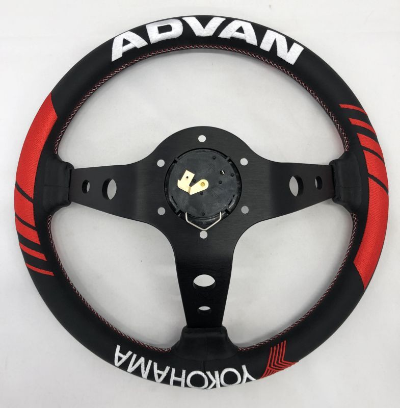 CAR MAKE T&E ADVAN X VERTEX RACING STEERING WHEEL LEATHER YOKOHAMA TIRE GENUINE LEATHER SPECIFICATION [WORLD LIMITED 200] ADVAN02 FOR  CARMAKETE-03017