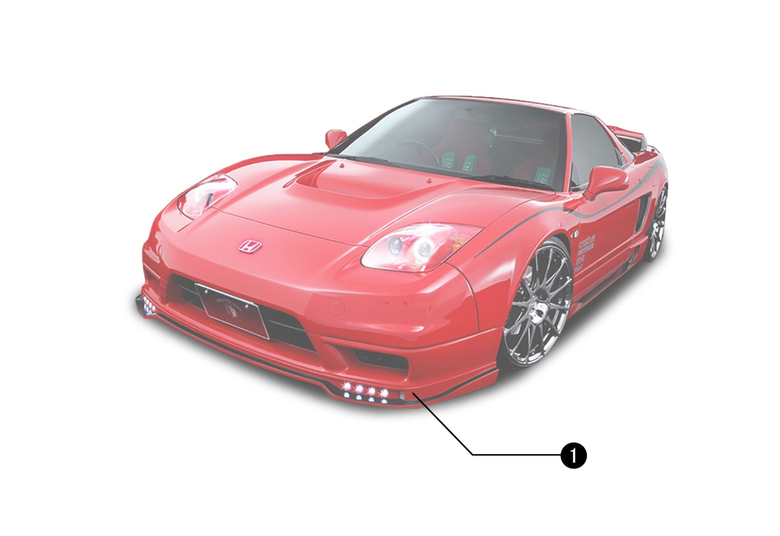 ROWEN FRONT SPOILER WITH LED LAMP FRP FOR HONDA NSX NA2  1H002A00