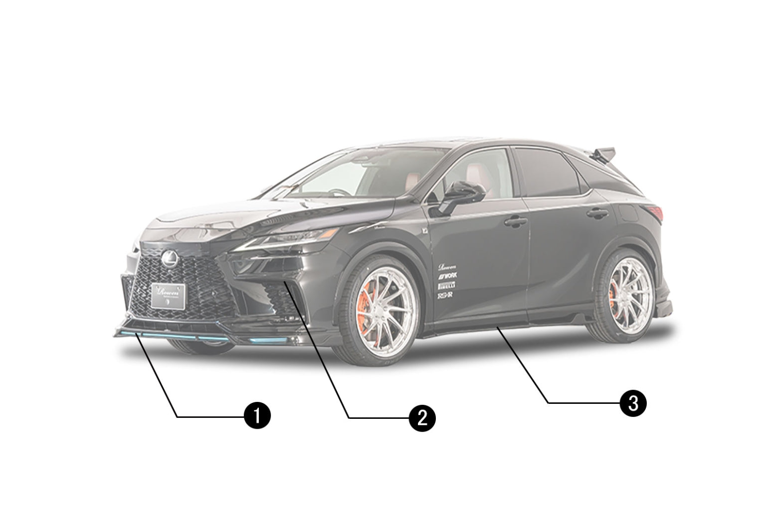 ROWEN FRONT BUMPER EXTENSION FRP UNPAINTED FOR LEXUS RX F-SPORT RX500h 350 TALH17 TALH15 1L016E00