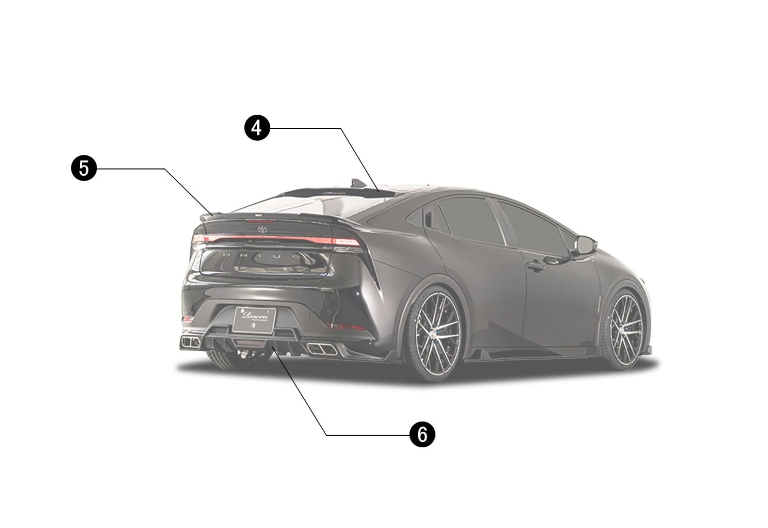 ROWEN ROOF SPOILER FRP UNPAINTED FOR TOYOTA PRIUS MXWH6 ZVW6 1T054R00