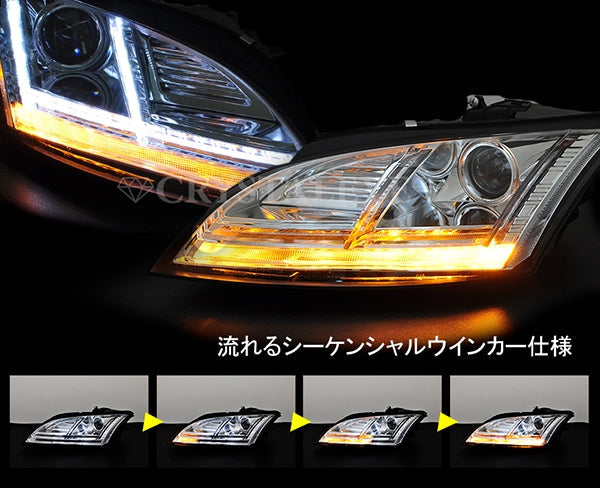 CRYSTAL EYE 8S LOOK HEADLIGHT SEQUENTIAL TURN SIGNAL CHROME FOR AUDI AUDI TT 8J KOUKI S297-CR