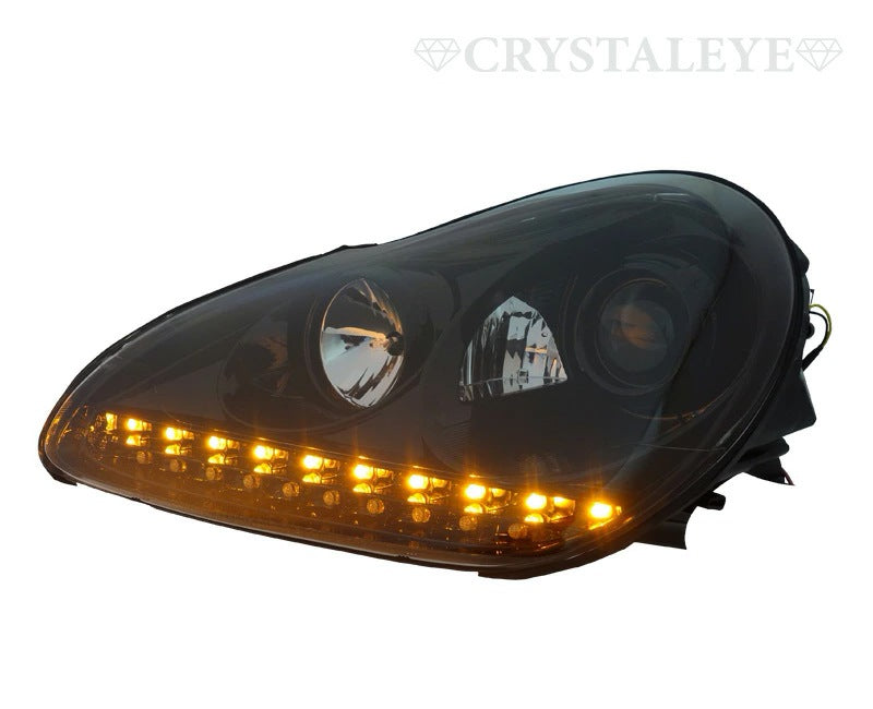 CRYSTAL EYE HIGH BRIGHTNESS LED POSITION + LED TURN SIGNAL BUILT-IN PROJECTOR HEADLIGHT (BLACK CHROME FOR HID VEHICLES) FOR PORSCHE 955 CAYENNE S207BC