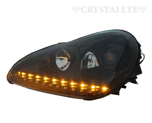 CRYSTAL EYE HIGH BRIGHTNESS LED POSITION + LED TURN SIGNAL BUILT-IN PROJECTOR HEADLIGHT (BLACK CHROME FOR HID VEHICLES) FOR PORSCHE 955 CAYENNE S207BC