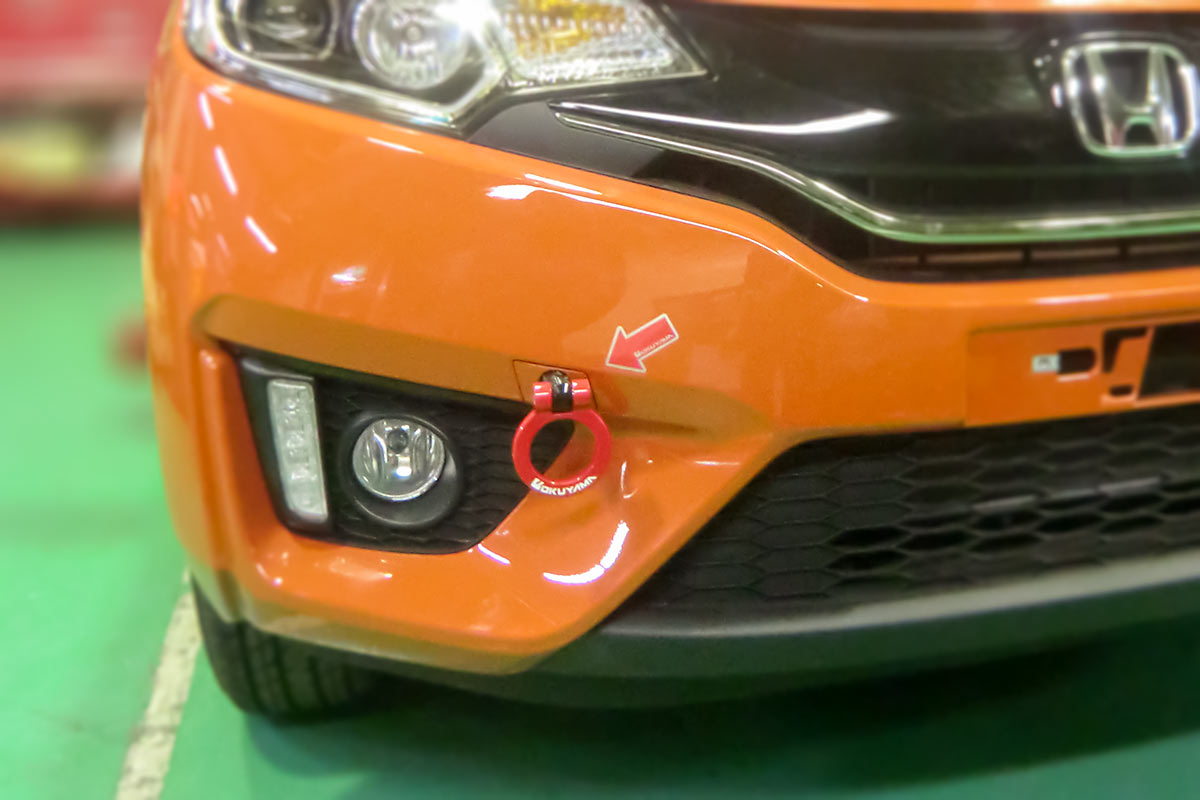 OKUYAMA FLIP-UP TOWING HOOK FRONT RED For HONDA FIT S660 GK5 JW5 301-045-0