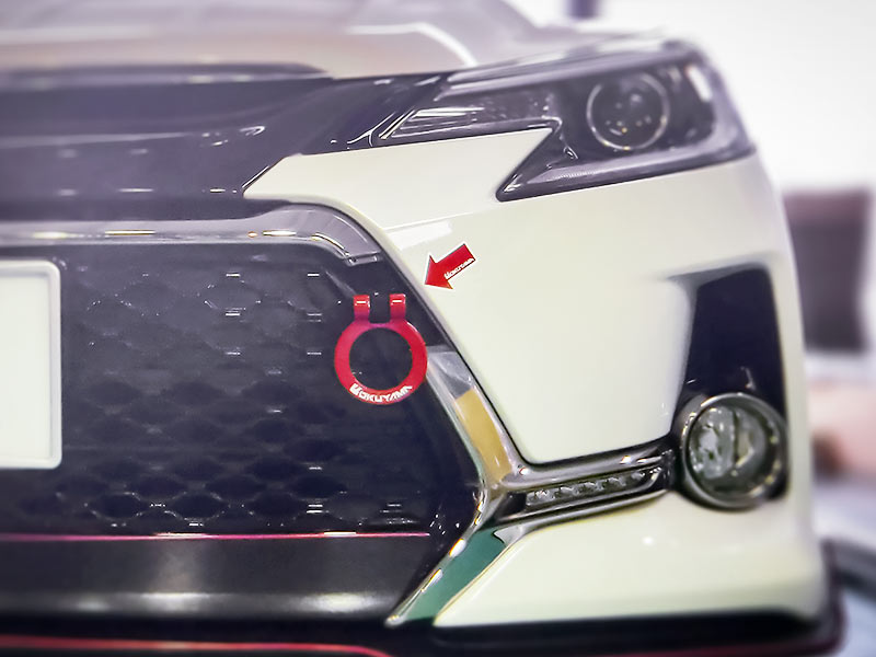 OKUYAMA FLIP-UP TOWING HOOK FRONT RED For TOYOTA MARK X G'S GRX133 301-095-0