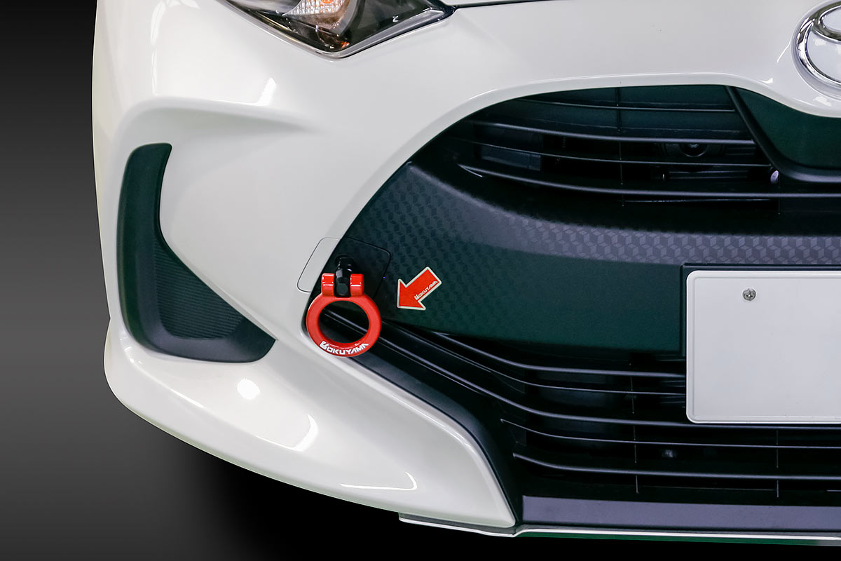 OKUYAMA FLIP-UP TOWING HOOK FRONT RED For TOYOTA YARIS MXPA10 301-107-0
