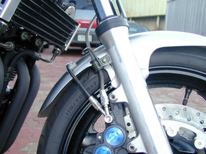 PLOT SWAGE-LINE PRO FRONT BRAKE HOSE KIT BI-PIECE STAINLESS STEEL FITTINGS CLEAR HOSE FOR YAMAHA XJR400R STP305FB