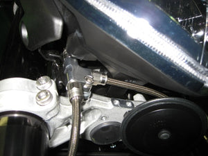 PLOT SWAGE-LINE PRO FRONT BRAKE HOSE KIT TRI-PIECE BLACK STAINLESS STEEL FITTINGS CLEAR HOSE FOR YAMAHA FZ-1 BTP336FT