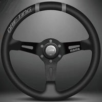 MOMO FORTUNE DRIFTING 330 85 BLACK LEATHER BLACK SPOKE BLACK STITCH STEERING WHEEL MOMO-00001