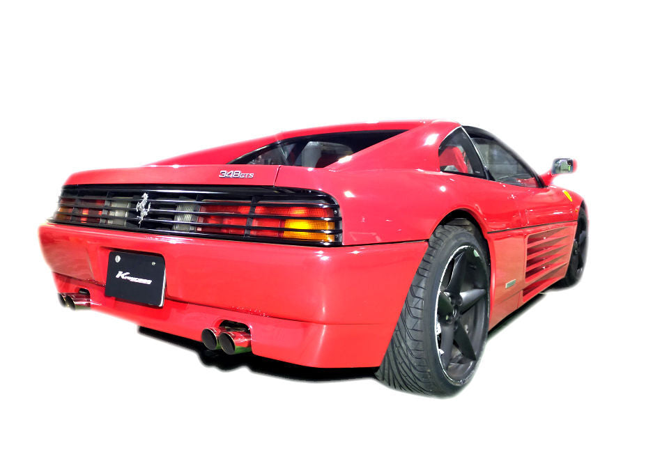 KREISSIEG F1 SOUND VALVETRONIC EXHAUST SYSTEM SUPER HOWLING VER. STAINLESS STEEL BILLET FLOATING CURL TAIL SANDBLASTED KSG LOGO MARK FOR FERRARI 348 GTS FERRARI GTB FERRARI 348 SPIDER F348-08-STAINLESSBILLET-GTS-GTB-SPIDER