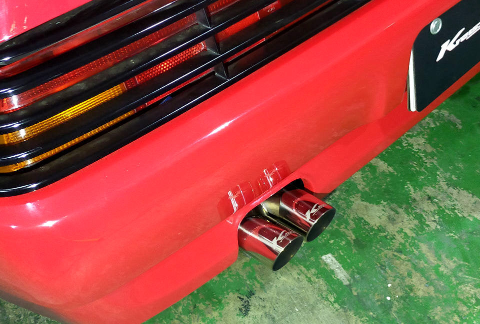 KREISSIEG F1 SOUND EXHAUST SYSTEM WONDERWOLF VER. STAINLESS STEEL FLOATING CURL TAIL SANDBLASTED KSG LOGO MARK FOR FERRARI 348 GTS FERRARI GTB FERRARI 348 SPIDER F348-11-STAINLESS-GTS-GTB-SPIDER