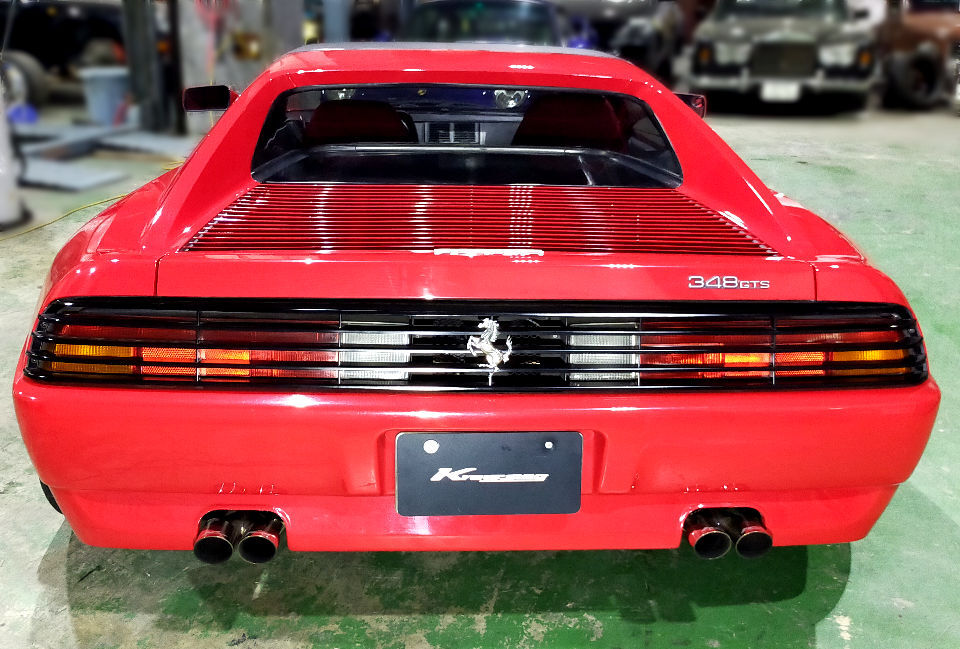 KREISSIEG F1 SOUND EXHAUST SYSTEM WONDERWOLF VER. STAINLESS STEEL FLOATING CURL TAIL SANDBLASTED KSG LOGO MARK FOR FERRARI 348 GTS FERRARI GTB FERRARI 348 SPIDER F348-11-STAINLESS-GTS-GTB-SPIDER