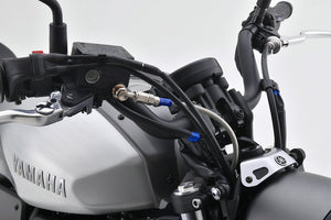 PLOT SWAGE-LINE PRO FRONT BRAKE HOSE KIT BI-PIECE BLACK STAINLESS STEEL FITTINGS CLEAR HOSE FOR YAMAHA XSR700 BTP365FB