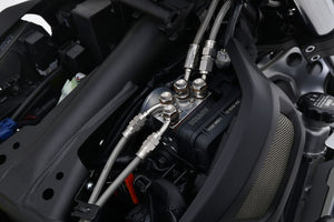 PLOT SWAGE-LINE PRO FRONT BRAKE HOSE KIT BI-PIECE BLACK STAINLESS STEEL FITTINGS CLEAR HOSE FOR YAMAHA XSR700 BTP365FB
