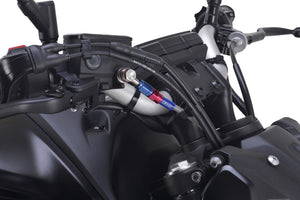 PLOT SWAGE-LINE PRO FRONT BRAKE HOSE KIT BI-PIECE STAINLESS STEEL FITTINGS BLACK SMOKE HOSE FOR YAMAHA MT-07 STPB368FB