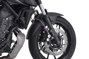 PLOT SWAGE-LINE PRO FRONT BRAKE HOSE KIT BI-PIECE BLACK STAINLESS STEEL FITTINGS BLACK SMOKE HOSE FOR YAMAHA MT-07 BTPB368FB