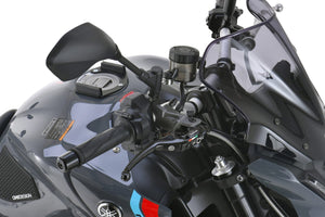 PLOT SWAGE-LINE PRO FRONT BRAKE HOSE KIT BI-PIECE STAINLESS STEEL FITTINGS BLACK SMOKE HOSE FOR YAMAHA MT-09 BREMBO MASTER CYLINDER SPEC STPB371FB