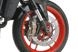PLOT SWAGE-LINE PRO FRONT BRAKE HOSE KIT BI-PIECE RED AND BLUE ALUMINUM FITTINGS BLACK SMOKE HOSE FOR YAMAHA XSR900 BREMBO CALIPER SPEC SAPB379FB