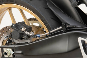 PLOT SWAGE-LINE PRO REAR BRAKE HOSE KIT BLACK STAINLESS STEEL FITTINGS BLACK SMOKE HOSE FOR YAMAHA XSR900 BTPB376R