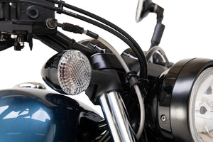 PLOT SWAGE-LINE PRO FRONT BRAKE HOSE KIT MASTER SIDE HOSE ONLY BLACK STAINLESS STEEL FITTINGS BLACK SMOKE HOSE FOR YAMAHA BOLT BOLT R SPEC ABS BTPB381FM